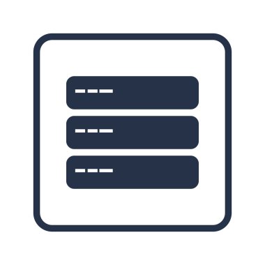 sunucu simgesini, beyaz arka plan, yuvarlatılmış dikdörtgen kenarlık, mavi anahat