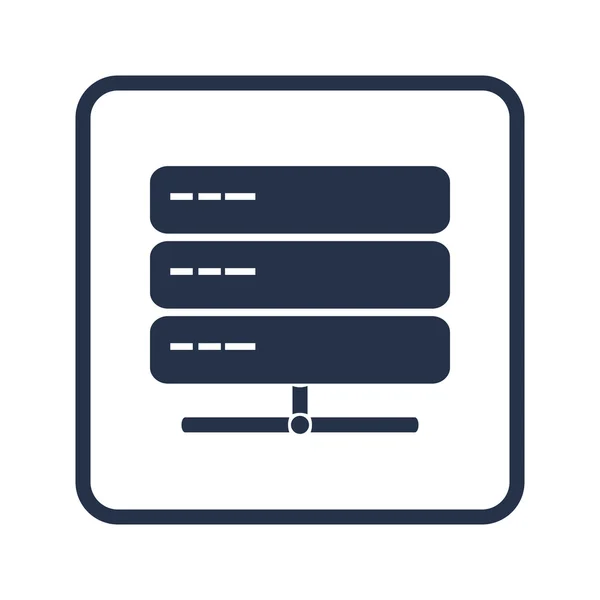 Icona del server, su sfondo bianco, bordo rettangolo arrotondato, contorno blu — Vettoriale Stock