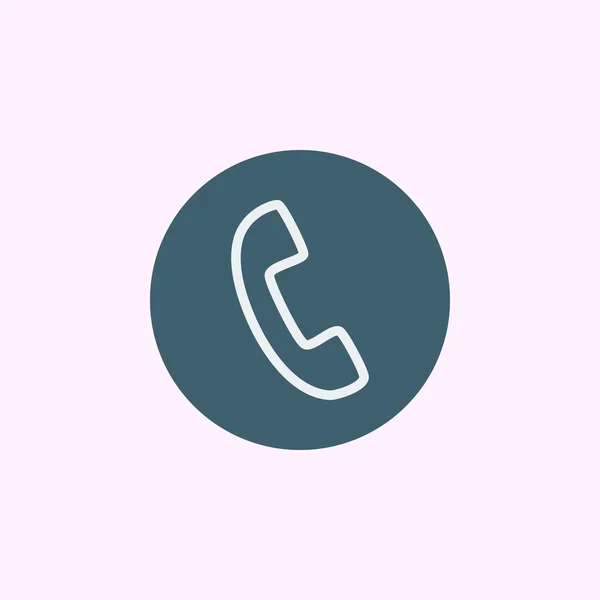 Icono del teléfono, sobre fondo círculo azul, contorno blanco — Vector de stock