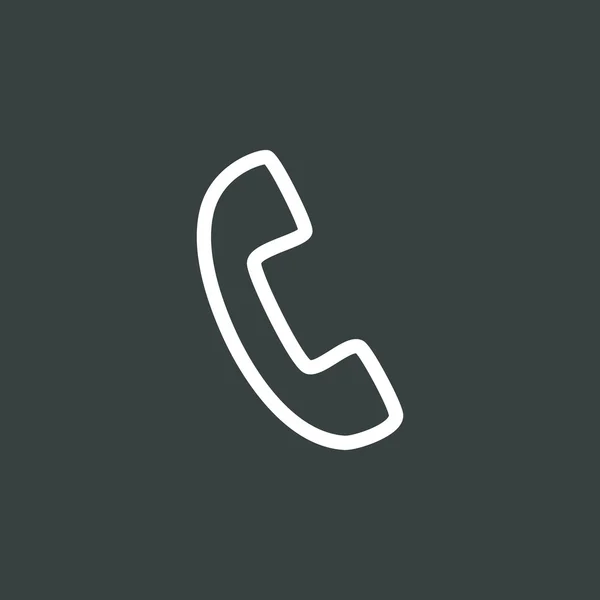 Ikona telefonu, na ciemnym tle, białym konturem, duży rozmiar symbolu — Wektor stockowy