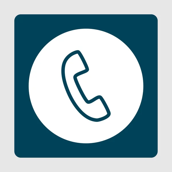 Ícone do telefone, no fundo círculo branco cercado por azul — Vetor de Stock