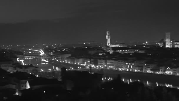Florence italy night pan right — Stock Video
