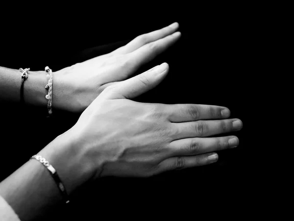 Hands making shape of bird — Stock Photo, Image