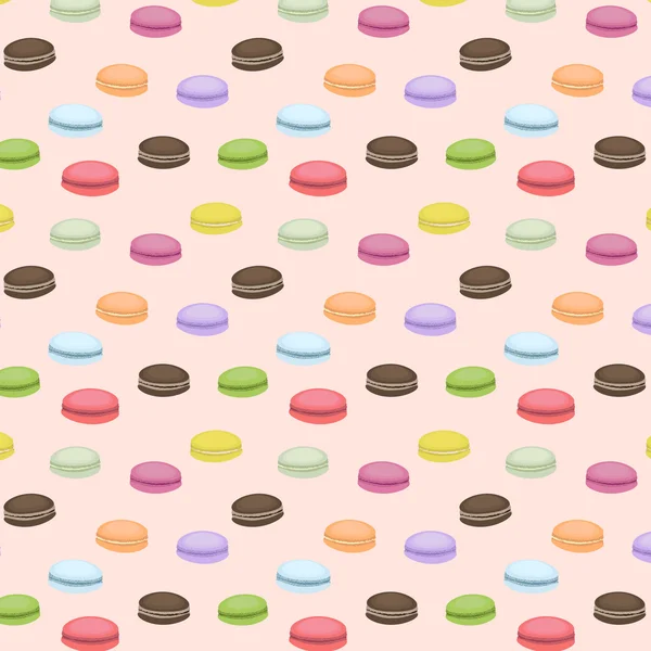Seamless pattern with colorful macaroons. French cookies texture. Bright backround with sweets — Vector de stock