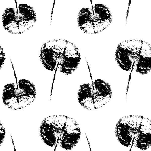 Seamless texture with dandelions, black and white — Διανυσματικό Αρχείο