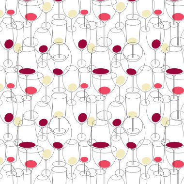 Wine glasses seamless pattern in simple form style