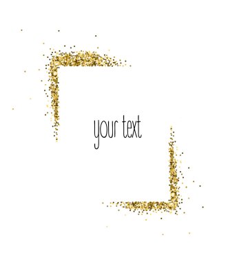 Vector gold frame from glitter isolated on white. Ready design for wedding card, valentine, save the date and other projects