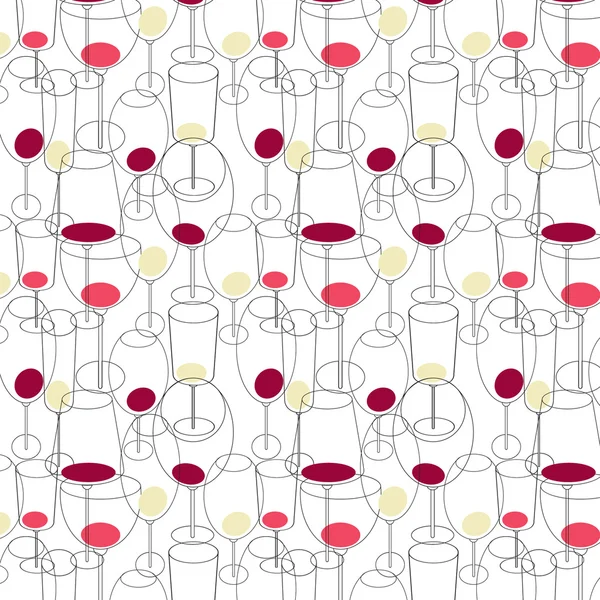 Wine glasses seamless pattern in simple form style — Vector de stock