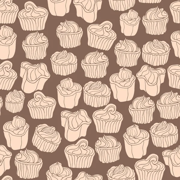 Vector naadloze patroon met silhouet chocolade snoepjes. Hand getrokken snoep achtergrond — Stockvector