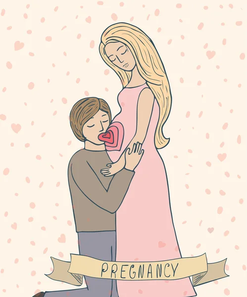 Illustration of pregnancy moment. Hand drawn vector template — Stok Vektör