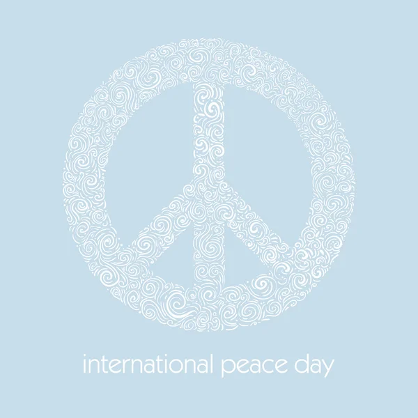Vector illustration of peace sign on blue background. Template for International Peace Day. — Stockvektor