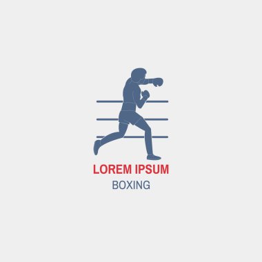 A detailed silhouette of a boxer with gloves boxing. Ready design for sign, symbol, button, badge, Icon, logo, etc. clipart