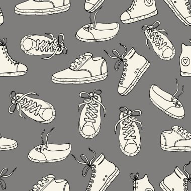 Spor ayakkabıları Vektör arka plan ile dikişsiz desen.