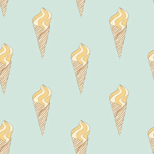 Patrón de helado vintage. Vector mano dibujado helado conos textura — Vector de stock