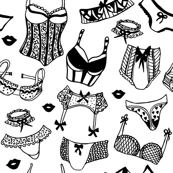 Padrão de vetor sem costura com mulheres lingerie — Vetor de Stock