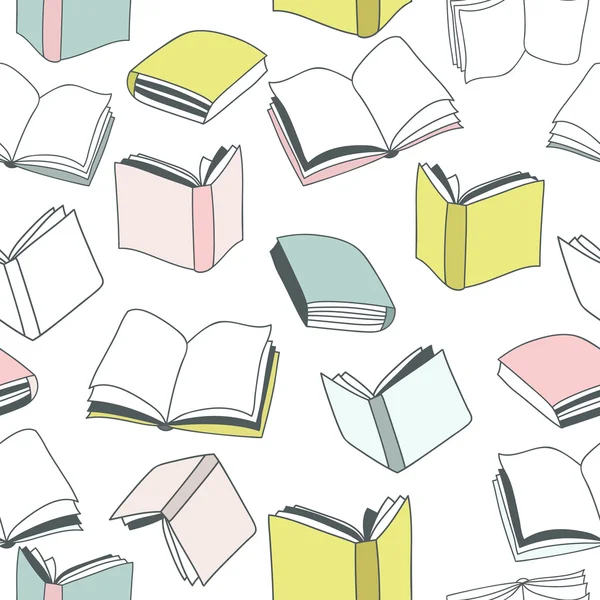Anahat renkli kitaplar ile dikişsiz vektör deseni. Vektör çizimi