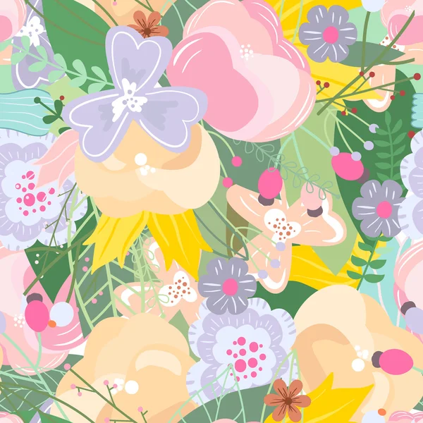 Floral seamless pattern. Gentle, spring vector background. Vector Illustration — Stock Vector