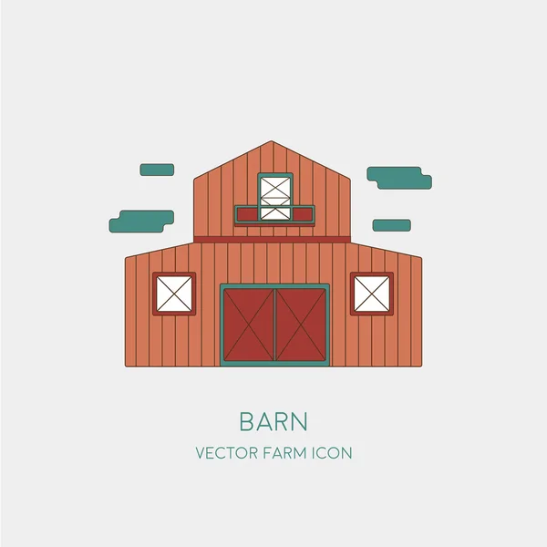 Icône vectorielle agricole de la grange isolée sur blanc — Image vectorielle