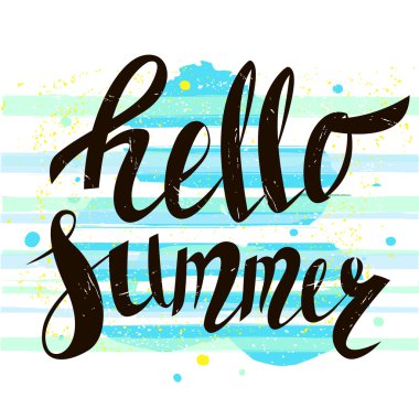 Merhaba yaz beyaz arka plan üzerinde. El yazısına özgü harfler. Bu t-shirt ve çanta bir baskı olarak kullanılabilir. Vektör İllüstrasyonu