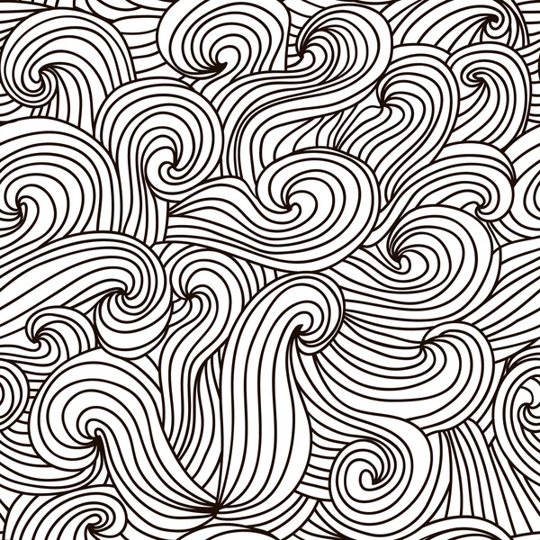 Бесшовная волна, нарисованная вручную. Монохромные абстрактные линии кёрлинга. Perfect look on fabric, textile, etc. Векторная миграция — стоковый вектор