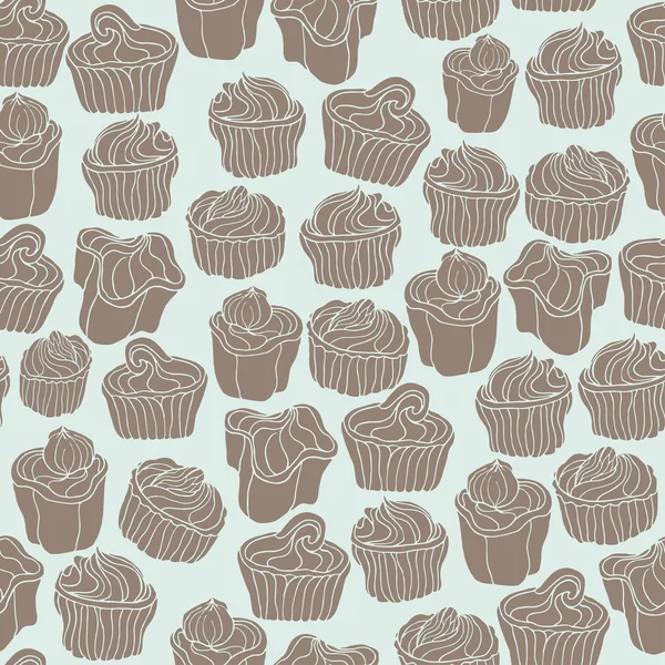 Vector naadloze patroon met silhouet chocolade snoepjes. Hand getrokken snoep achtergrond — Stockvector
