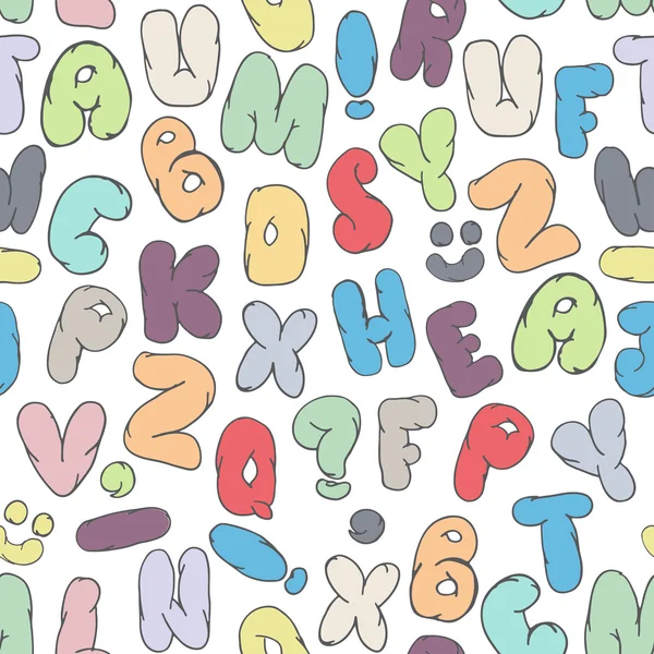 Texture de l'alphabet dessinées à la main. Modèle seamless Vector avec lettre — Image vectorielle