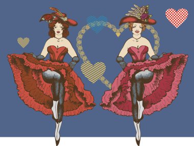 Cancan dancers in beautiful dresses