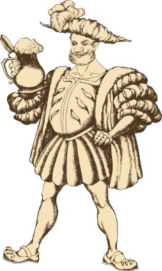 Bira bardaklarıyla ortaçağ şövalyesi. İşlenmiş biçim