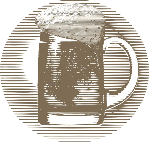 Une Tasse Bière Style Gravure Conception Pour Shirt Affiche Carte — Image vectorielle
