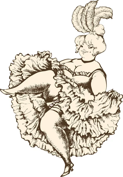 Bailarina Regordeta Divertida Caricatura Sobre Fondo Aislado — Archivo Imágenes Vectoriales