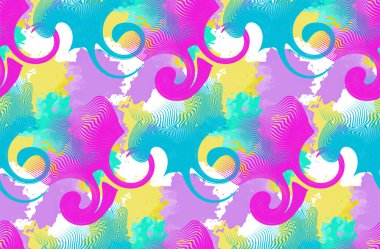 Kusursuz soyut desen. Beyaz arka planda pembe, sarı ve pembe