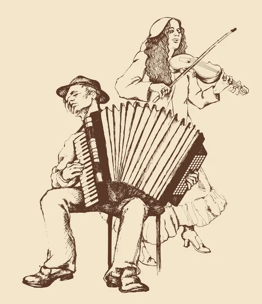 Desenho de músicos folclóricos — Fotografia de Stock