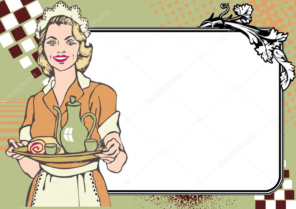 design of 50's diner waitress