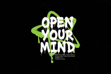 Siyah arka planda parlak yeşil bir yıldız patlamasına karşı kalın beyaz harflerle 