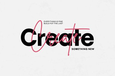 Modern tipografi tasarımı. Koyu siyah yazı tipini içeren pembe renkli bir yazı tipi ve aşağıda yeni bir şey cümlesini oluşturur..