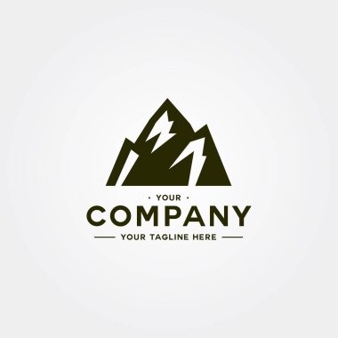 Keskin çizgileri ve yıldırım aksanıyla stilize edilmiş bir dağ zirvesi içeren cesur ve modern bir logo. Macera veya teknoloji şirketleri için mükemmel..