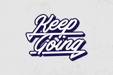 Gölge efektli, kalın ve eski bir yazı tipi ile devam et ifadesini içeren şık bir tipografi tasarımı..