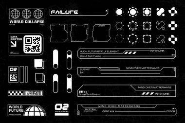 Fütürist siber punk elementlerinin toplanması, dijital arayüzler, teknoloji tasarımları ve bilim kurgu projeleri için mükemmel..
