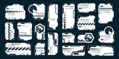 Modern UI elementlerinin dijital arayüzler ve teknolojiyle ilgili projeler için uygun geleceksel bir tasarıma sahip koleksiyonu.
