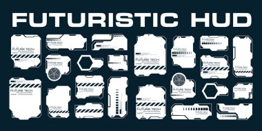 Fütürist HUD elementlerinin toplanması, dijital arayüzler ve bilim-kurgu tasarımları oluşturmak için mükemmel.