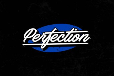 Siyah arka planda mavi oval bir şekle karşı dizilmiş, altı çizili beyaz metin logosu Mükemmelliği. Yazı tipi klasik bir betik stilidir, kalite ve zarafet hissi uyandırır..