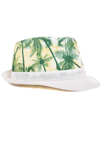 Bonito chapéu de palha isolado no fundo branco — Fotografia de Stock