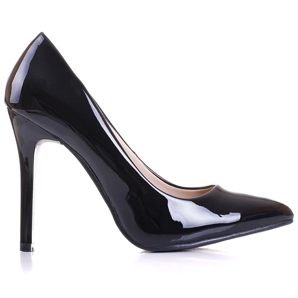 Sapato preto para mulher, isolado em branco — Fotografia de Stock