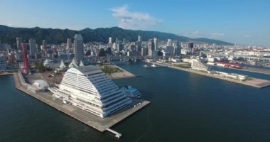 Güzel hava görünümünü Kobe city Limanı Japonya 