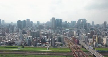 Havadan görünümü City Skyline Osaka dünya Japonya'da 5 en büyük metro 