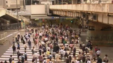 Japonya'da işlek cadde üzerinde Crowds yürümek