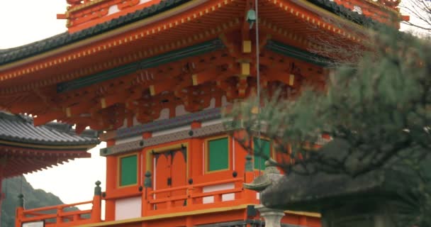 Middellange dia schot van oranje tempel in Kyoto, Japan — Stockvideo