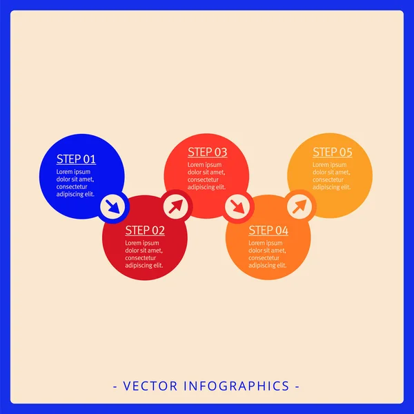 Fem steg Process diagrammall — Stock vektor