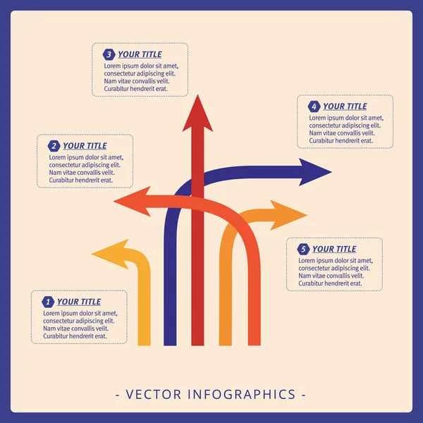 Mall för fem pil-Diagram — Stock vektor