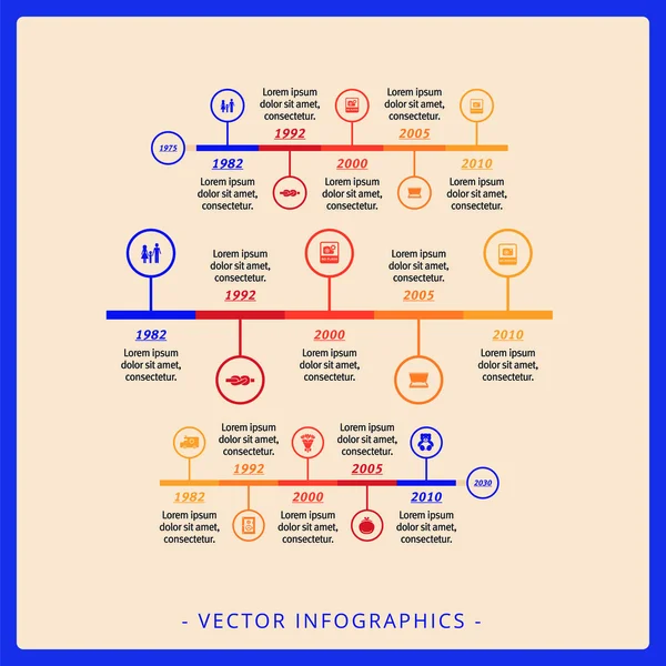 Horizontale tijdlijndiagram sjabloon — Stockvector